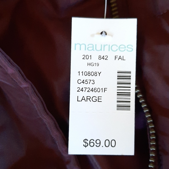 Maurices longer maroon vest with detachable hood - Picture 4 of 4